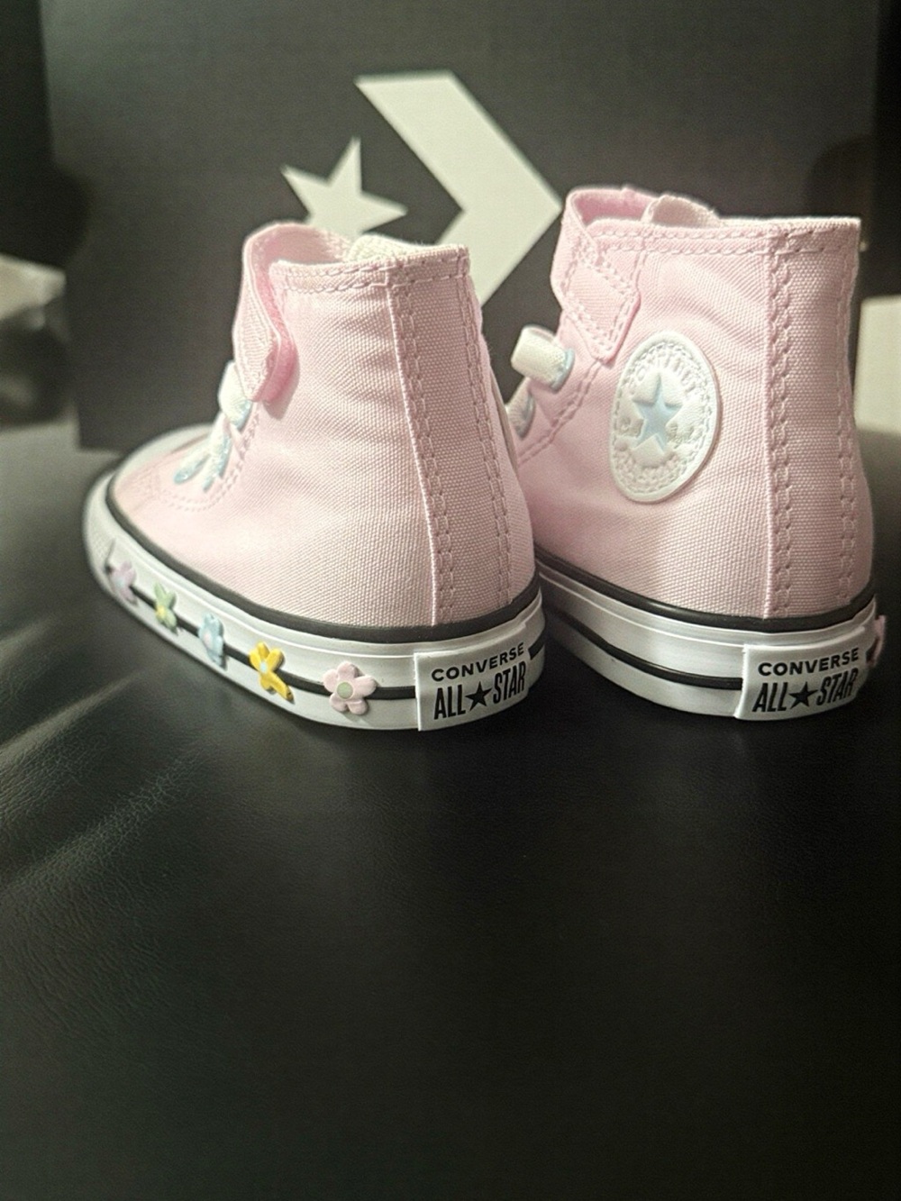 Converse Kids Pink High-Top Sneakers with Floral Sole Accents